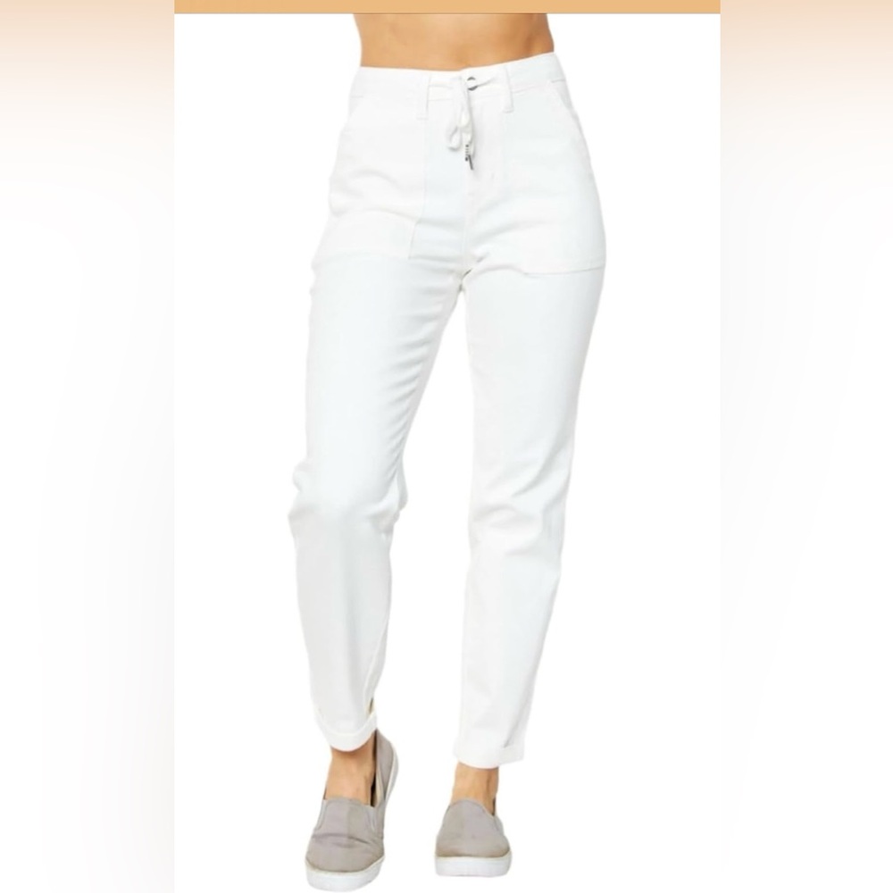 Judy Blue White Drawstring Jeans